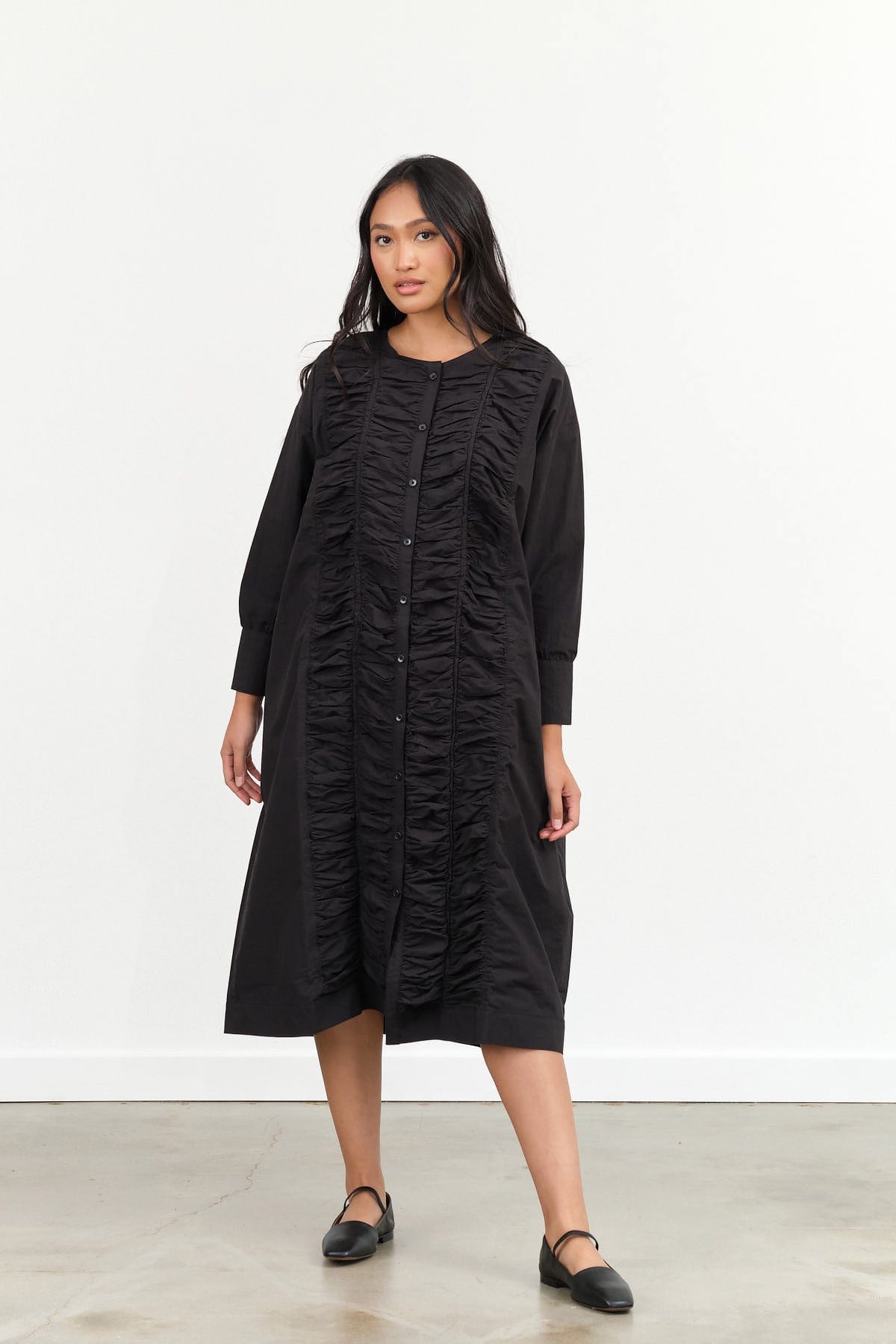 Black Crane Ruffled Dress – Cedar & Hyde Mercantile