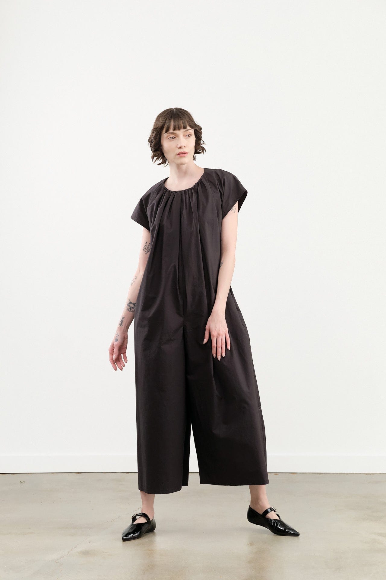 Black Crane Apparel Womens Jumpsuit Shirred Jumpsuit