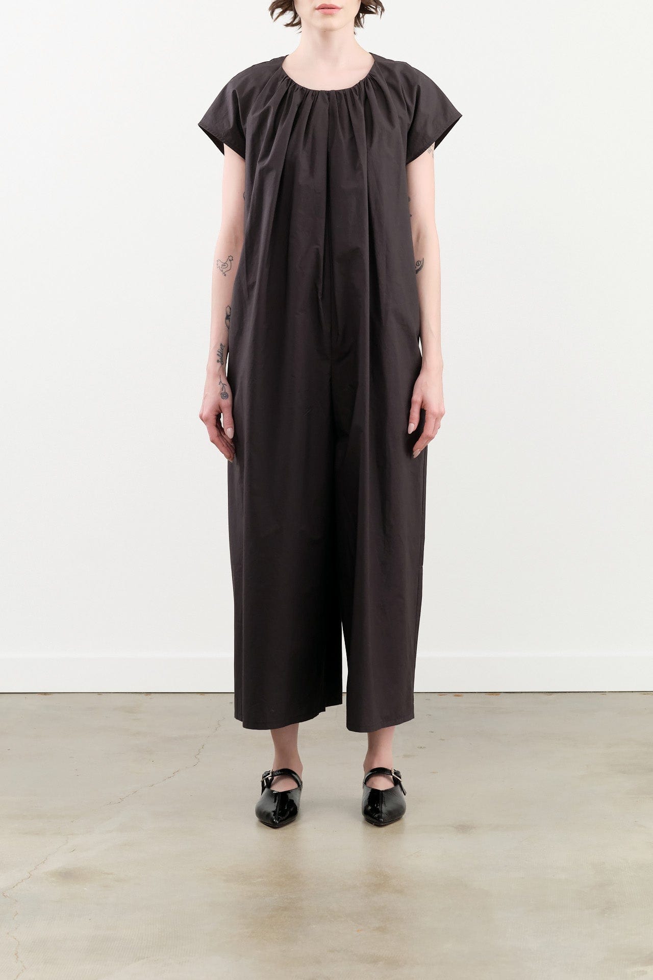 Black Crane Apparel Womens Jumpsuit Shirred Jumpsuit