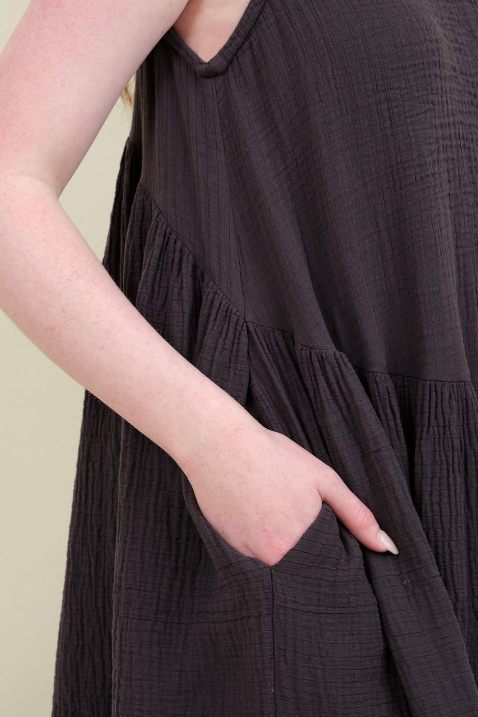 Pocket on Tank Dress in Graphite
