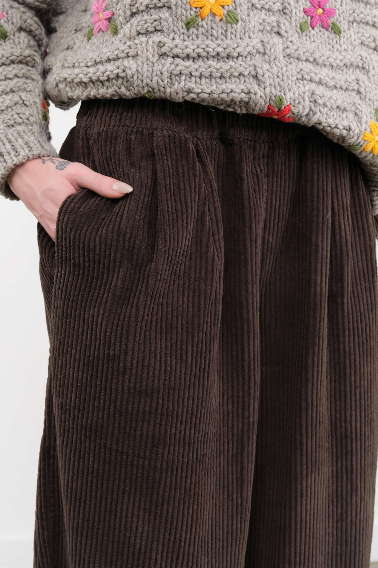 Black Crane Apparel Womens Pants Wide Pants in Dark Forest