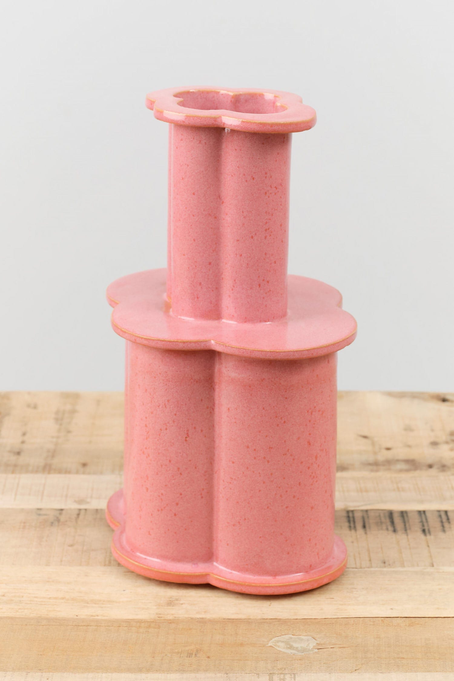 BZippy Art Ceramics Large Clover Bottle Vase Sunset Pink