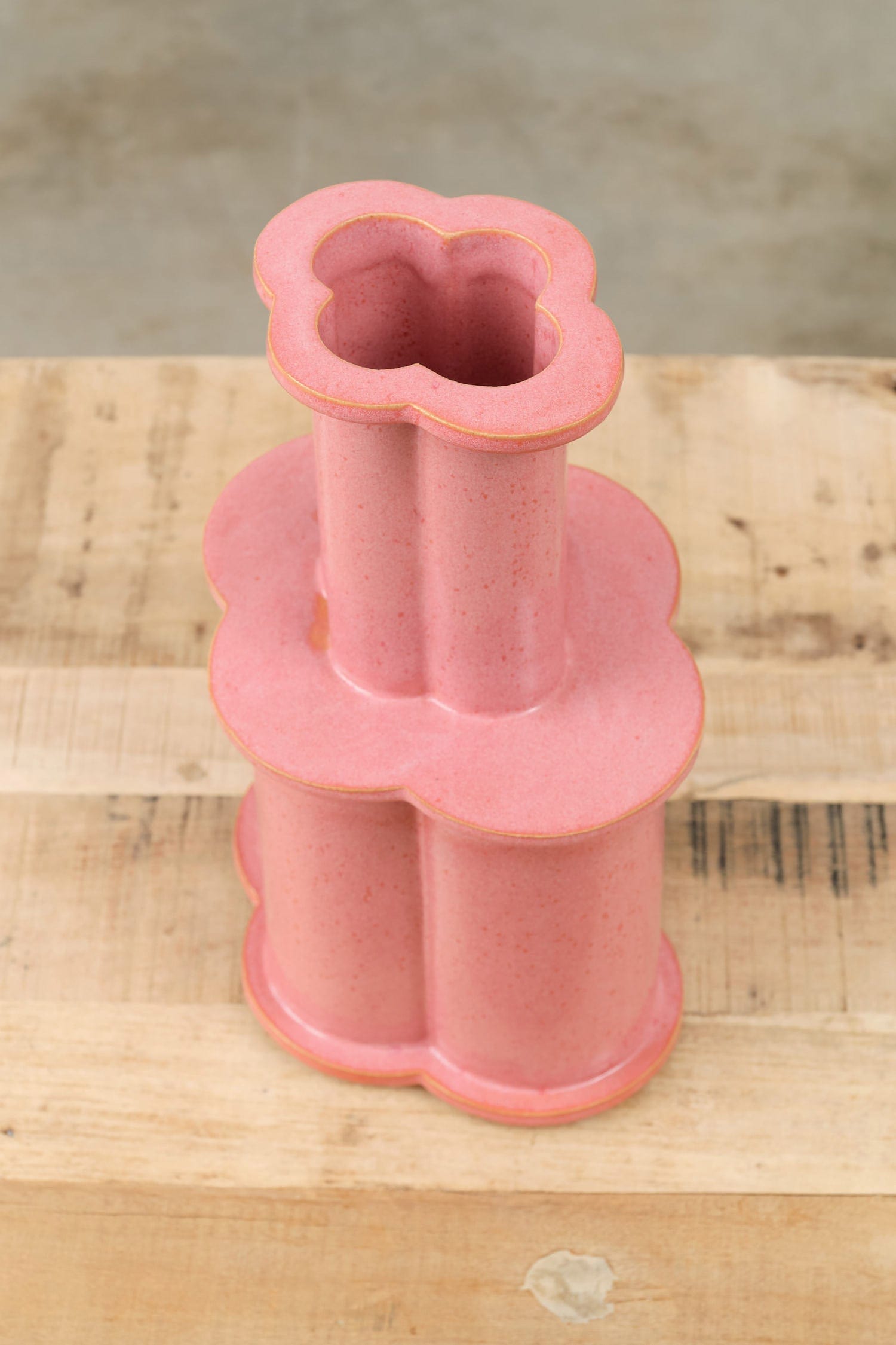 BZippy Art Ceramics Large Clover Bottle Vase Sunset Pink