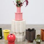 BZippy Art Ceramics Large Clover Bottle Vase Sunset Pink