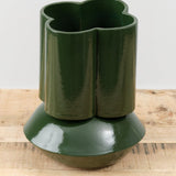 BZippy Art Ceramics Oval Scallop Vase Chrome Green