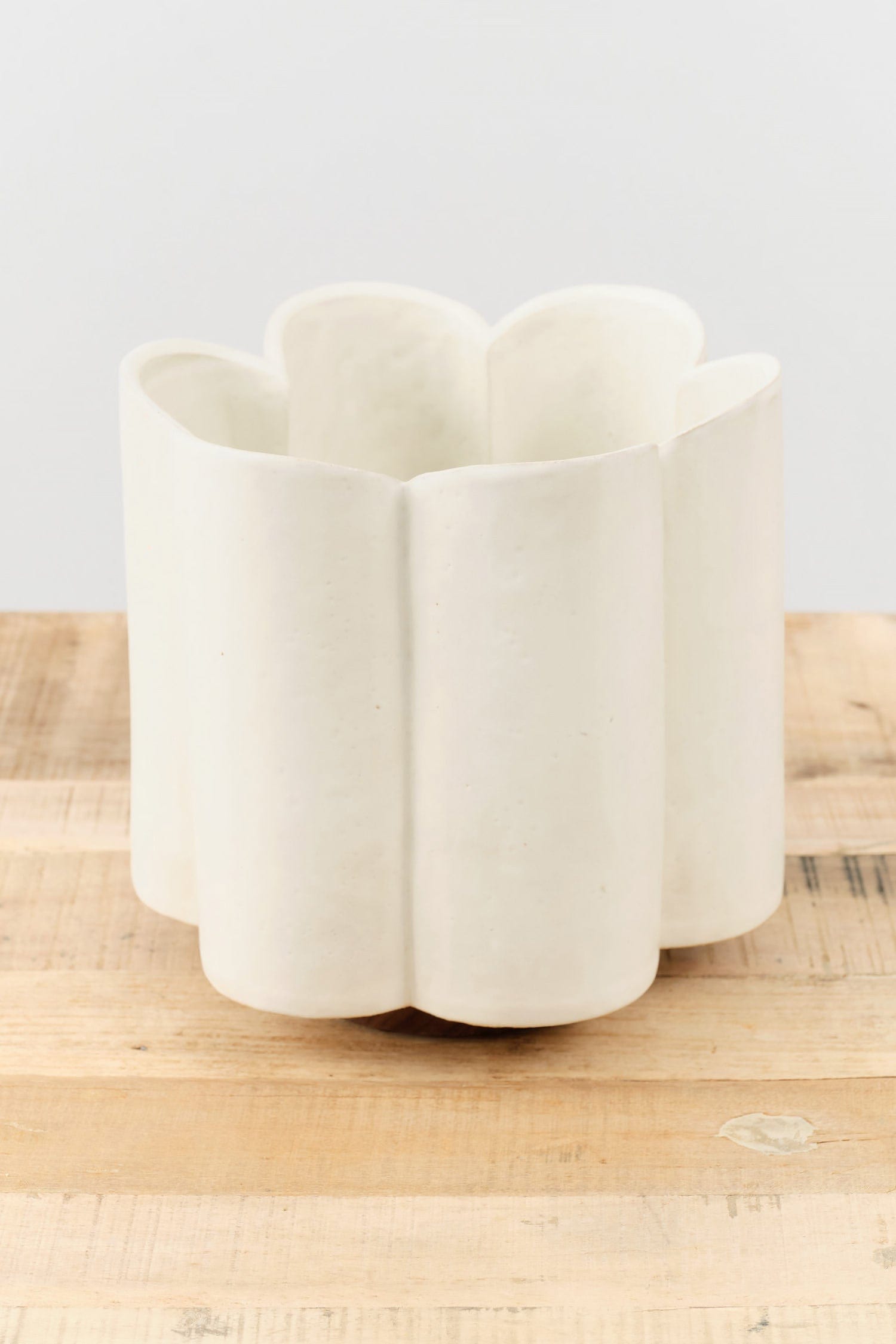 BZippy Art Ceramics Short Scallop Vase in Cream Cream