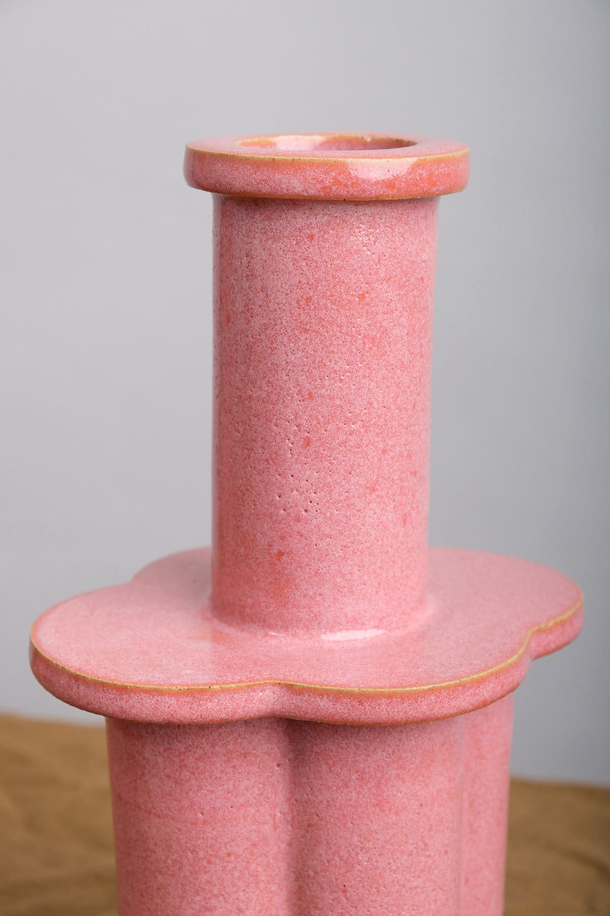 Small Clover Bottle Vase in Sunset Pink Glaze with speckled detailing