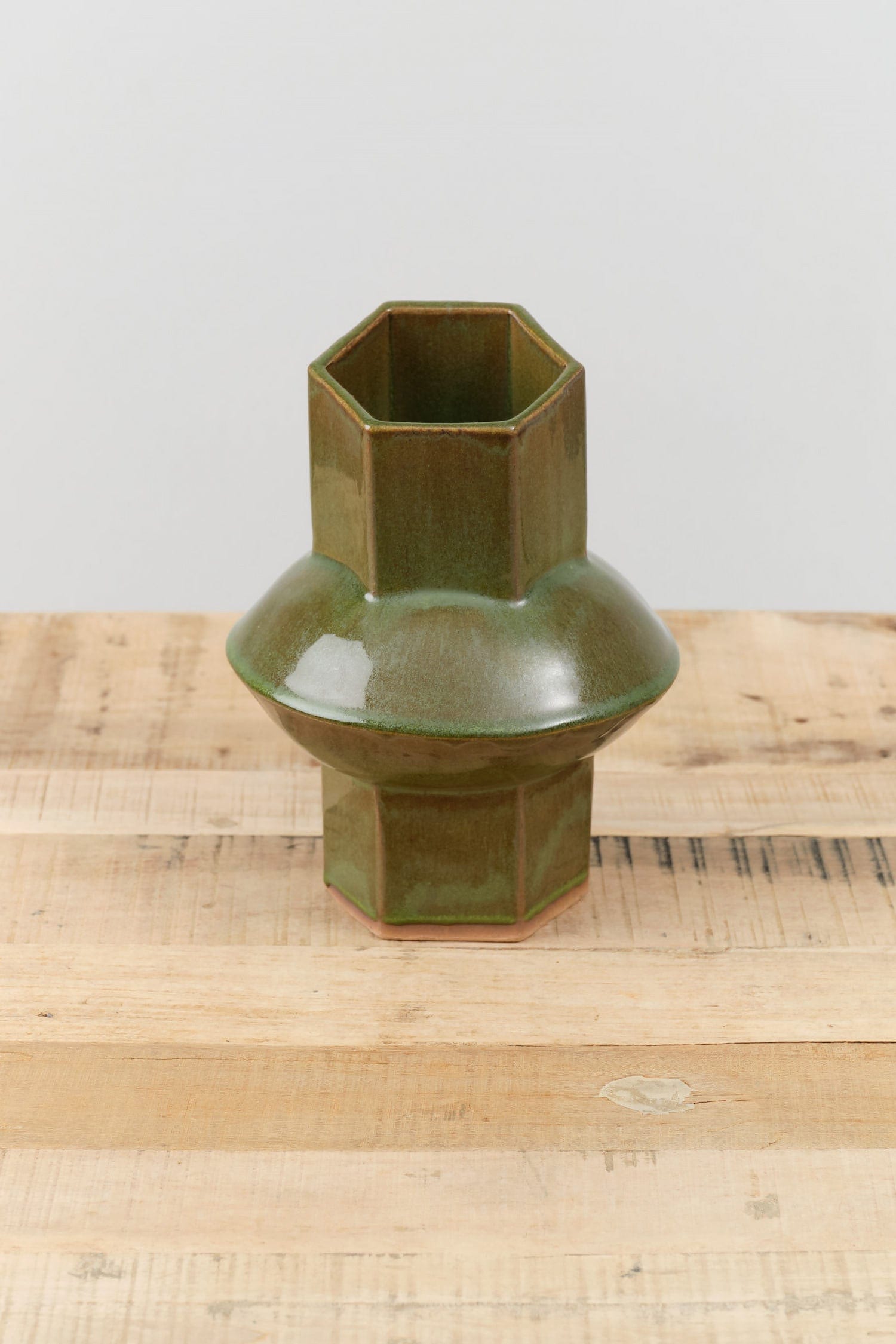 BZippy Art Ceramics Small Oval Vase in Analine Green Analine Green
