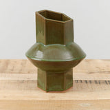 BZippy Art Ceramics Small Oval Vase in Analine Green Analine Green
