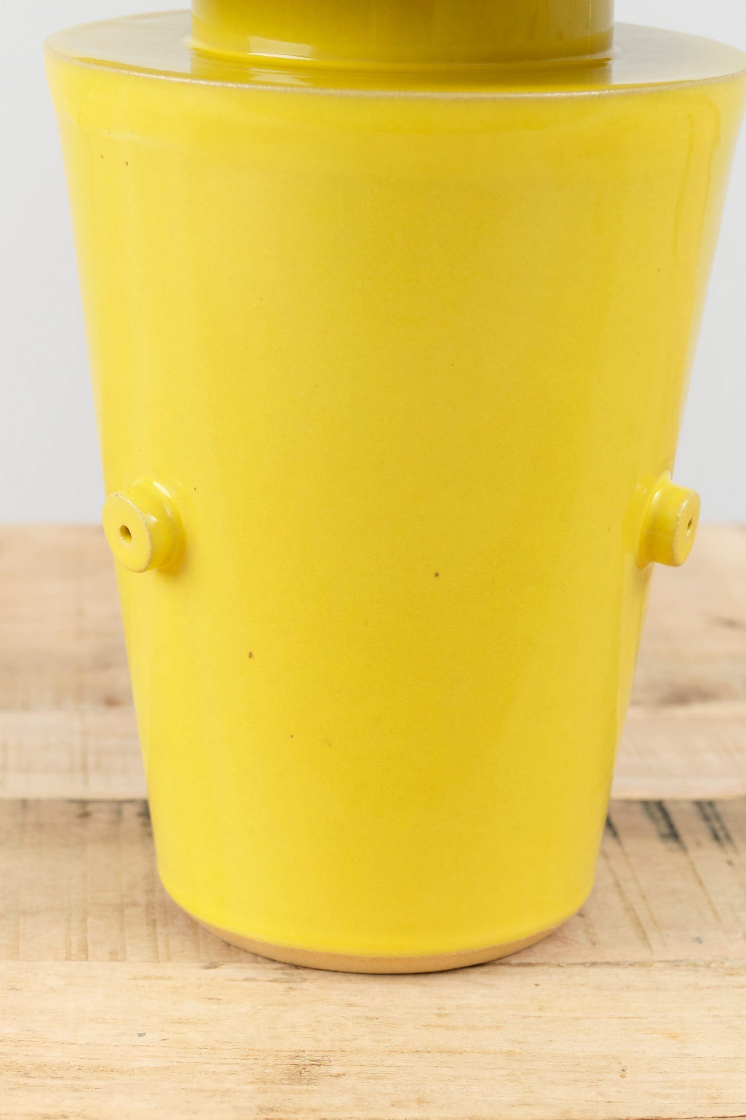 BZippy Art Ceramics Wide Saucer Vase Gloss Yellow