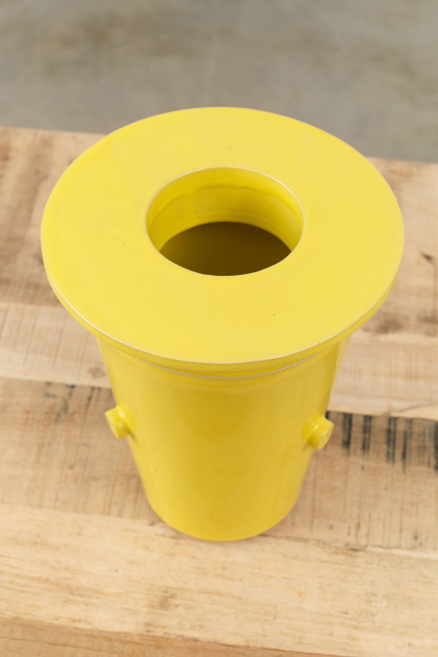 BZippy Art Ceramics Wide Saucer Vase Gloss Yellow
