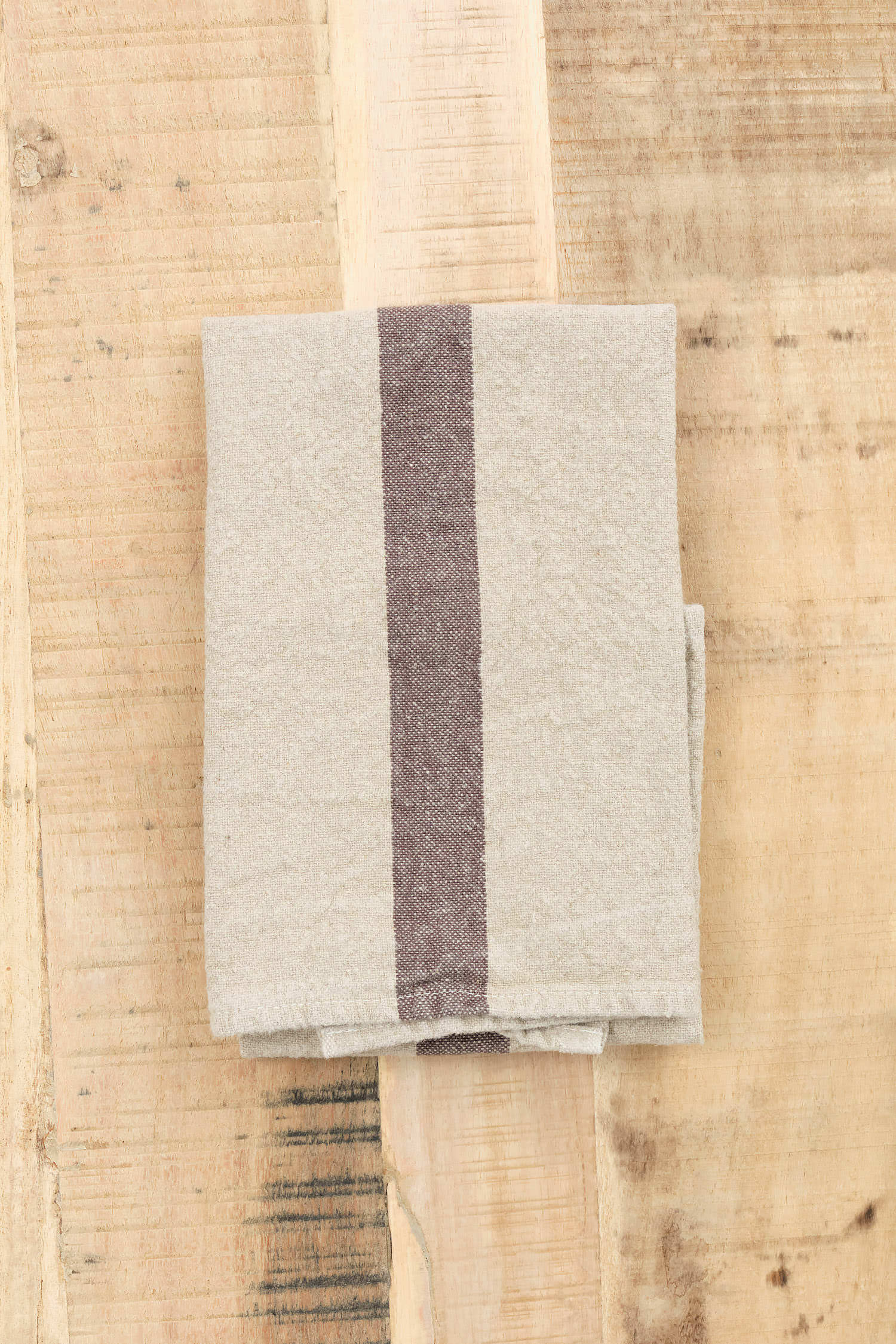 Charvet Editions Home Kitchen Towels Doudou Raye Tea Towel Lin/Marron / 27.5" L X 18" W