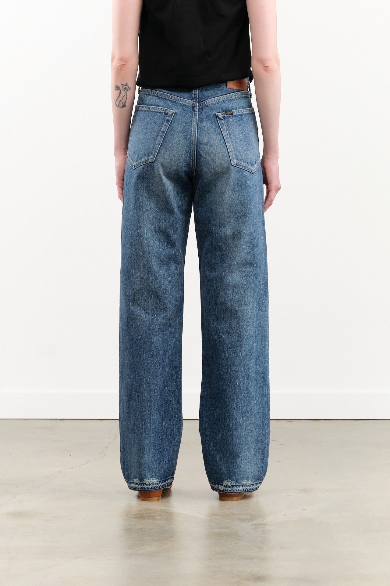 Chimala Apparel Womens Denim 13.5 oz Selvedge Denim Straight Cut in Dark Distress