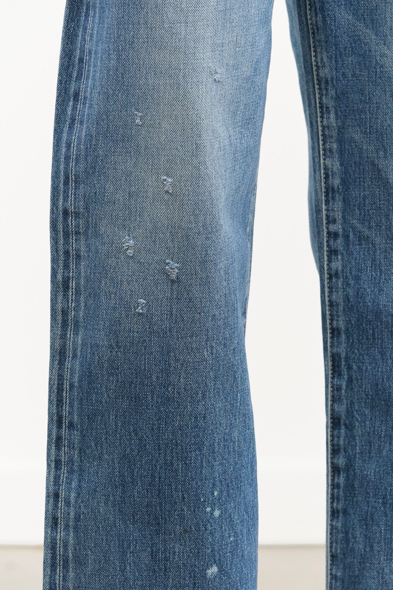 Chimala Apparel Womens Denim 13.5 oz Selvedge Denim Straight Cut in Dark Distress
