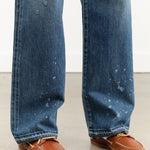 Chimala Apparel Womens Denim 13.5 oz Selvedge Denim Straight Cut in Dark Distress