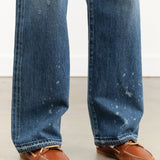 Chimala Apparel Womens Denim 13.5 oz Selvedge Denim Straight Cut in Dark Distress