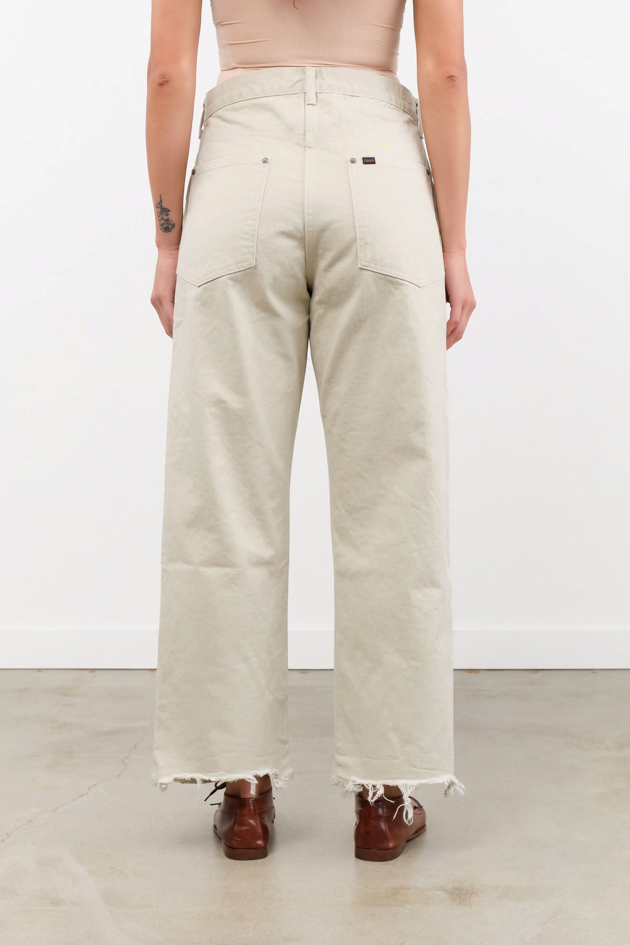 Chimala Apparel Womens Denim Unisex 12 oz W Width Denim Adjustable Waist in Ivory