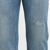 Chimala Apparel Womens Denim Used Ankle Cut 13.5 oz Selvedge Denim in Light Distress