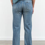 Chimala Apparel Womens Denim Used Ankle Cut 13.5 oz Selvedge Denim in Light Distress
