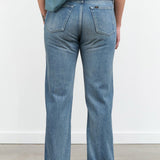 Chimala Apparel Womens Denim Used Ankle Cut 13.5 oz Selvedge Denim in Light Distress