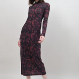 Christian Wijnants Apparel Womens Dresses Dewis Jersey Turtleneck Dress in Camelia Bordeaux Camelia Bordeaux / XSmall