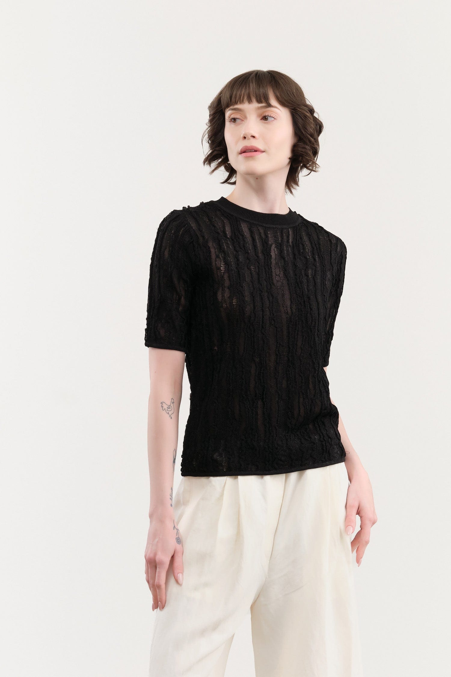 Christian Wijnants Apparel Womens Sweaters Kibo Short Sleeve Knitted Top