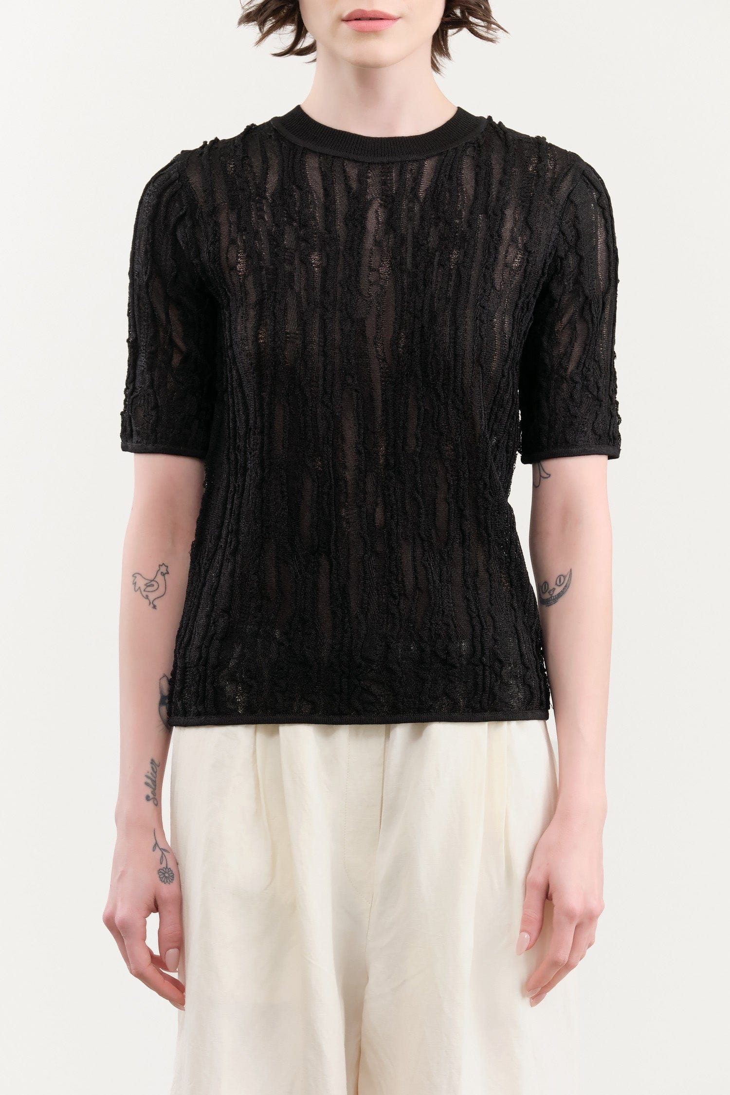 Christian Wijnants Apparel Womens Sweaters Kibo Short Sleeve Knitted Top