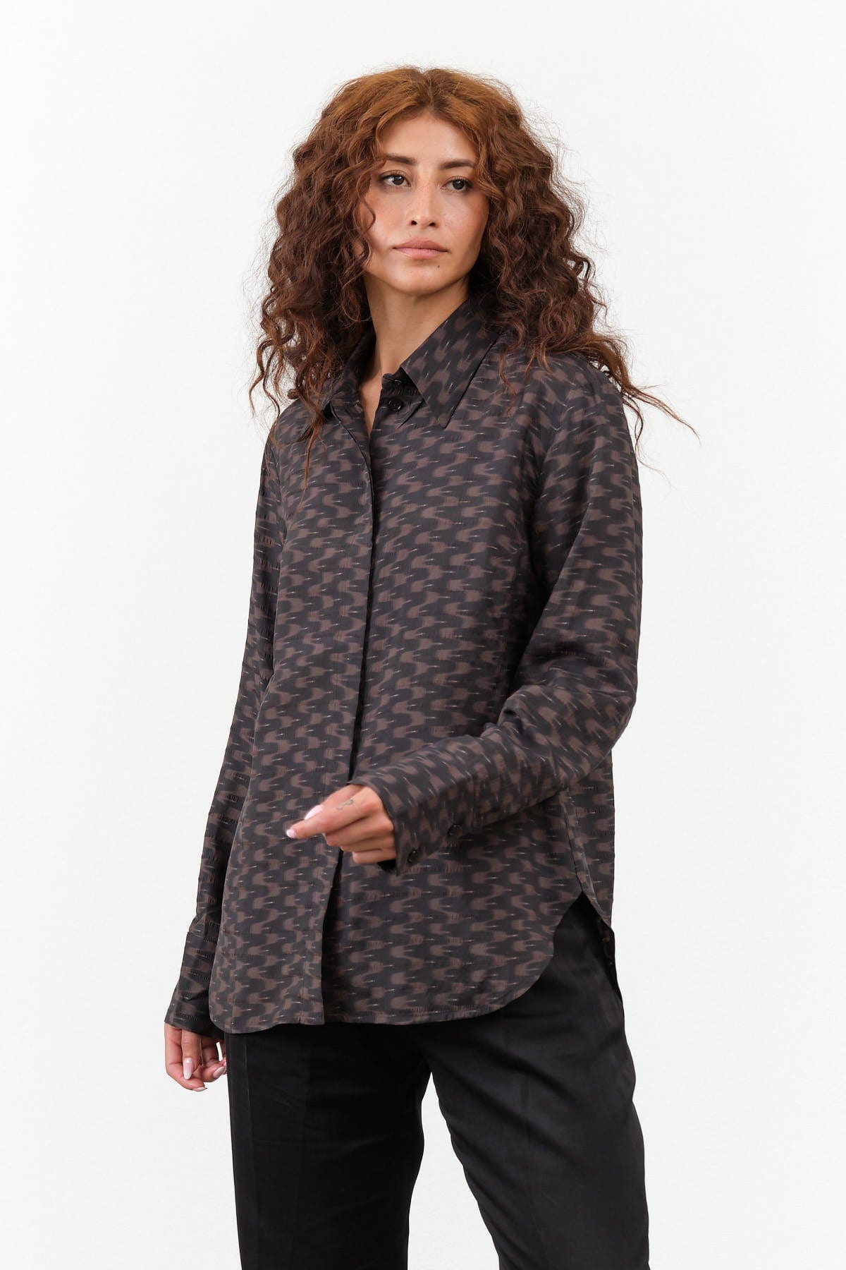Christian Wijnants Apparel Womens Blouses Taaba Shirt Dark Brown Wavelet / 34