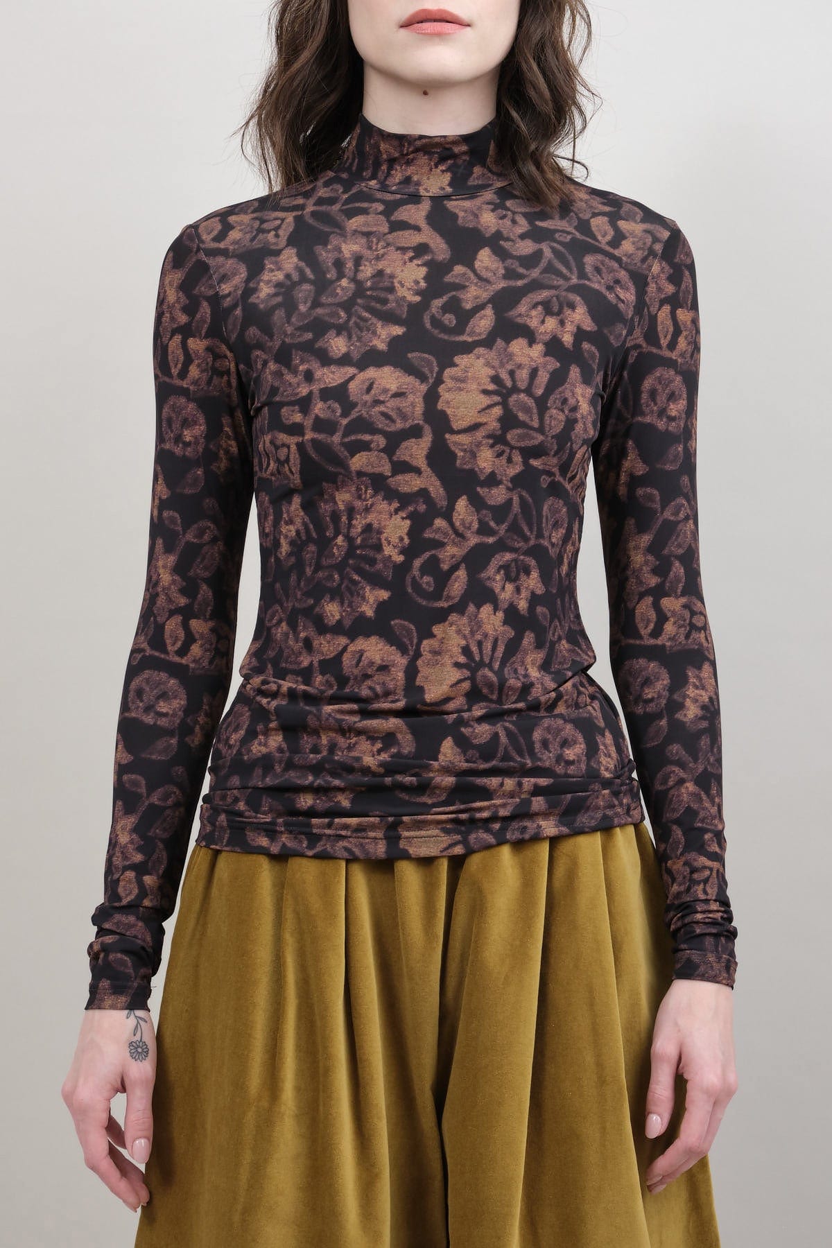Christian Wijnants Apparel Womens Blouses Taj Jersey Turtleneck Top Camelia Mocha / XSmall