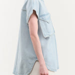 Christian Wijnants Apparel Womens Blouses Teta Sleveless Denim Top in Light Blue Denim
