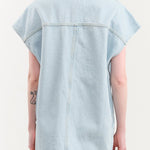 Christian Wijnants Apparel Womens Blouses Teta Sleveless Denim Top in Light Blue Denim