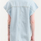 Christian Wijnants Apparel Womens Blouses Teta Sleveless Denim Top in Light Blue Denim