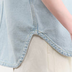 Christian Wijnants Apparel Womens Blouses Teta Sleveless Denim Top in Light Blue Denim