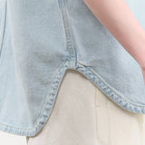 Christian Wijnants Apparel Womens Blouses Teta Sleveless Denim Top in Light Blue Denim