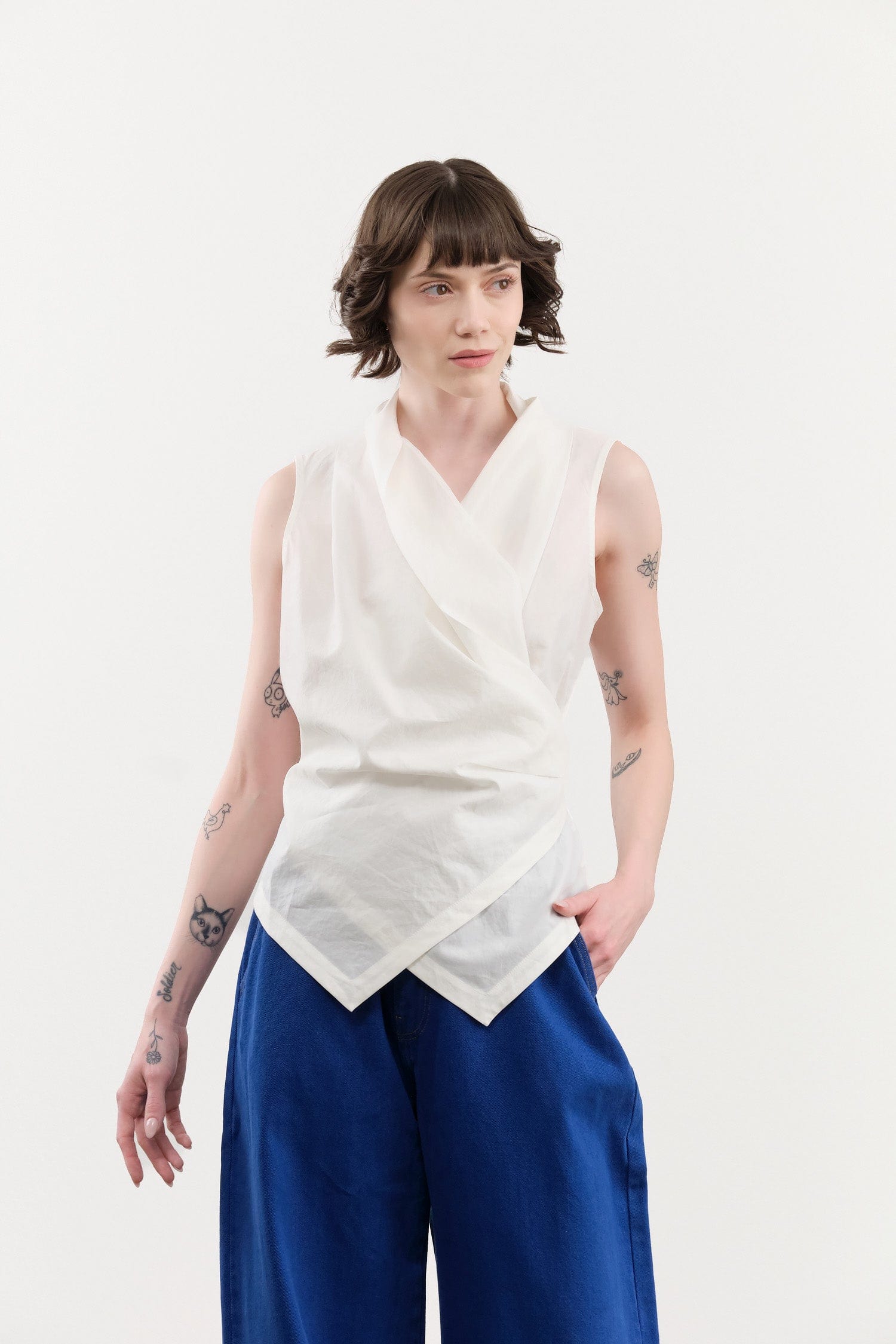 Christian Wijnants Apparel Womens Blouses Tilayo Wrap Around Top in Off White