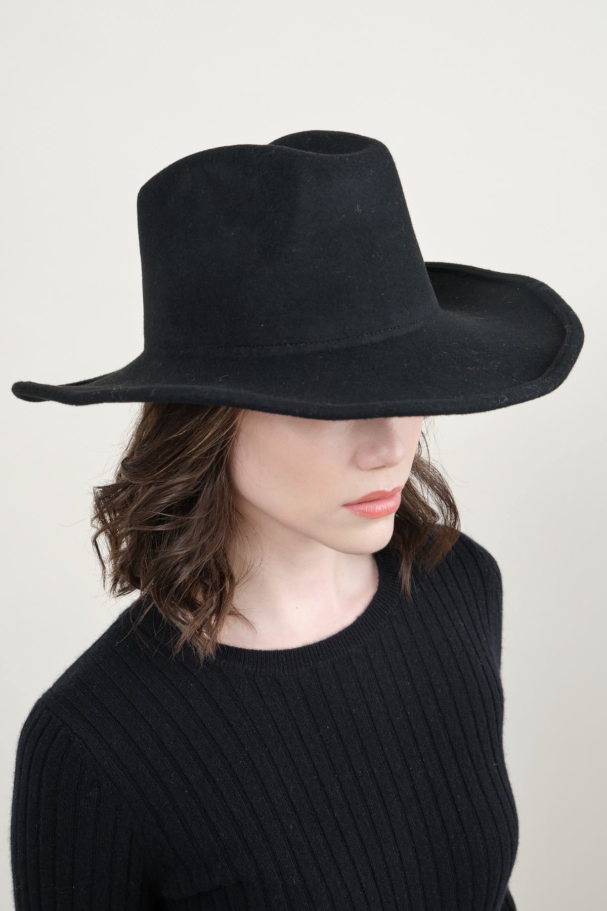 Front of Cowboy Hat in Black