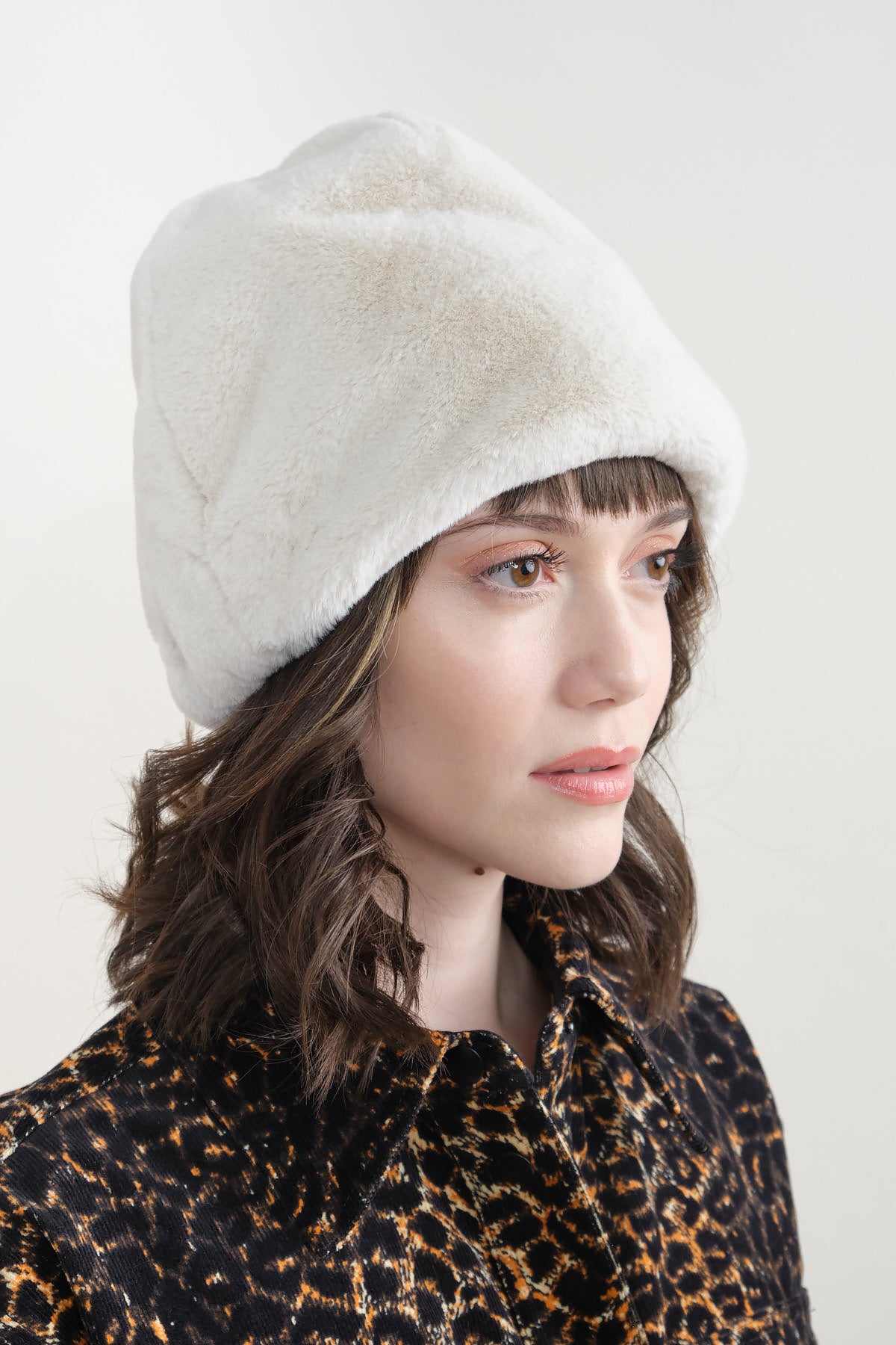 Clyde Faux Fur Toque in Crema