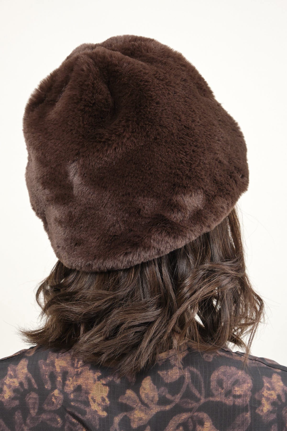 Back of Faux Fur Toque in Mink