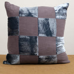 Checkered Velvet Pillow in Charcoal