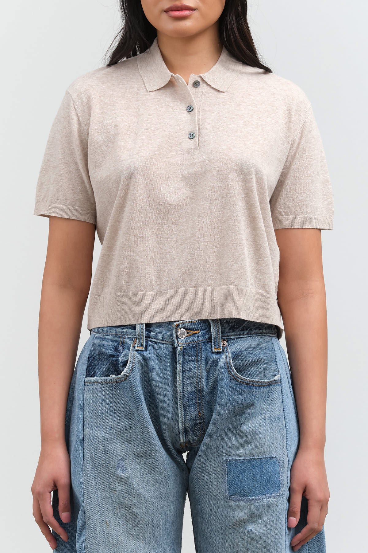 Front view of Aayan Top in Oatmeal