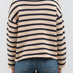 Back view of Lamis Stripe Sweater in Natural/Navy