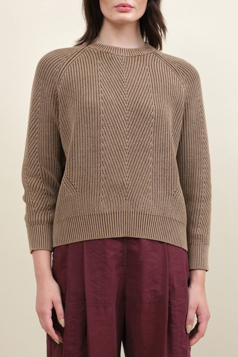Front of Chelsea Cotton Sweater in Cocoa