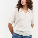 DEMYLEE Apparel Womens Sweaters Cris Cotton Linen Top in Off White Off White / XSmall