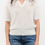 DEMYLEE Apparel Womens Sweaters Cris Cotton Linen Top in Off White