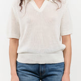 DEMYLEE Apparel Womens Sweaters Cris Cotton Linen Top in Off White