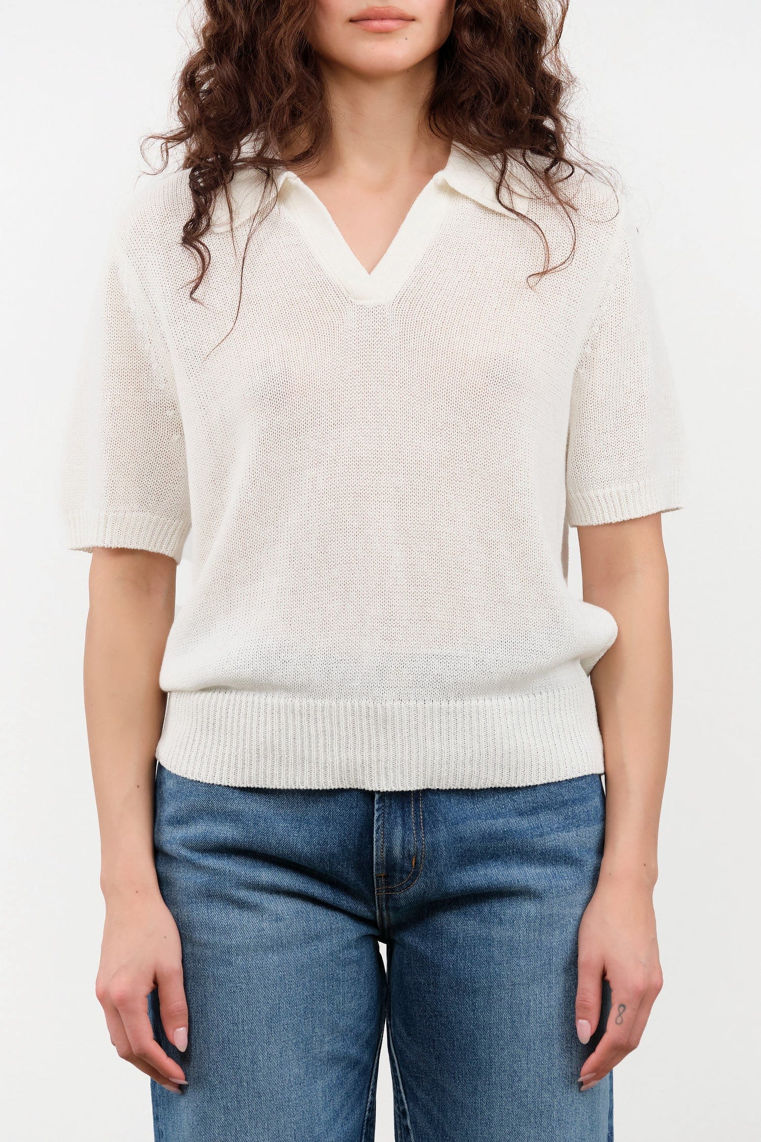 DEMYLEE Apparel Womens Sweaters Cris Cotton Linen Top in Off White