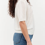 DEMYLEE Apparel Womens Sweaters Cris Cotton Linen Top in Off White
