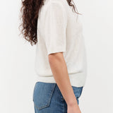 DEMYLEE Apparel Womens Sweaters Cris Cotton Linen Top in Off White