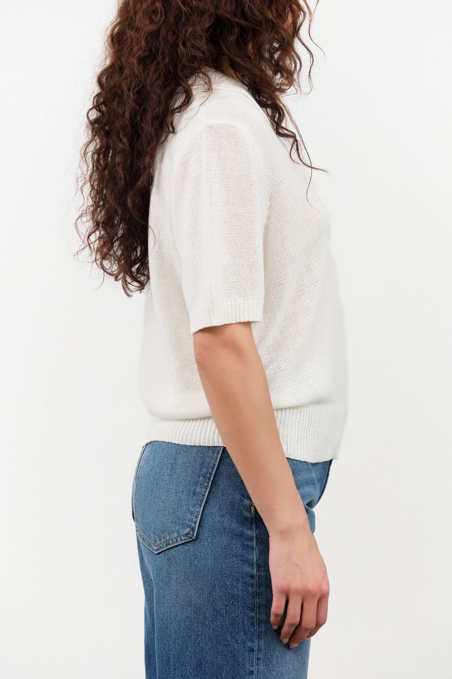 DEMYLEE Apparel Womens Sweaters Cris Cotton Linen Top in Off White