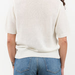 DEMYLEE Apparel Womens Sweaters Cris Cotton Linen Top in Off White